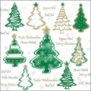 20er Pack Servietten Tannenbäume, -Frohe Weihnachten- in Grün, 33 x 33 cm