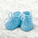 20er Pack Servietten Taufe, Baby Strickschühchen in Hellblau, 33 x 33 cm