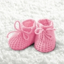 20er Pack Servietten Taufe, Baby Strickschühchen in Rosa, 33 x 33 cm