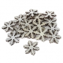 18 Holz Streuteile Winter Eiskristalle, Schneeflocken glitzernd, 40 mm