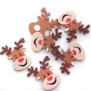 6 Holz Streuteile Rentier Rudolph mit Klebepunkt, 50 mm