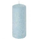 Stumpenkerze Weihnachten, Winter, Glitzer, Schnee-Optik in Hellblau, 150 x 60 mm