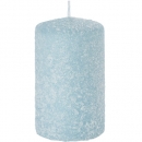 Stumpenkerze Weihnachten, Winter, Glitzer, Schnee-Optik in Hellblau, 100 x 60 mm