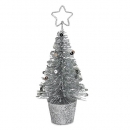 Deko Glitzer Weihnachtsbaum mit Pailletten und Stern in Silber, 14,5 cm