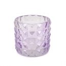 Kleines Kerzenglas, Teelichtglas Kristall, Diamant in Flieder, 67 mm
