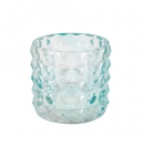 Kleines Kerzenglas, Teelichtglas Kristall, Diamant in Mintgrün, 67 mm
