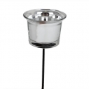 Teelichtglas mit Dorn für Adventskränze, Weihnachtsgestecke in Silber verspiegelt