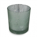 Teelichtglas gesprenkelt mit Glitzereffekt in Mintgrün, verspiegelt, 80 mm