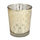 Teelichtglas mit Ornamenten in Gold, verspiegelt, 65 mm, Nr. 1