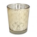 Teelichtglas mit Ornamenten in Gold, verspiegelt, 65 mm, Nr. 1