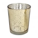 Teelichtglas mit Ornamenten in Gold, verspiegelt, 65 mm, Nr. 2