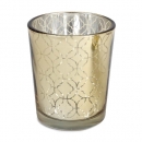Teelichtglas mit Ornamenten in Gold, verspiegelt, 65 mm, Nr. 2