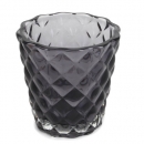 Teelichtglas mit Rautenmuster in Anthrazit, 72 mm