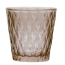 Teelichtglas mit Rautenmuster in Braun, 75 mm
