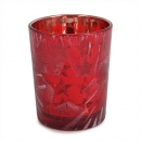 Teelichtglas Weihnachten mit Sternenmotiv in Rot verspiegelt, 68 mm