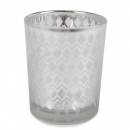 Teelichtglas Diamantendesign in Silber, verspiegelt, 68 mm