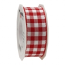 Karo Tischband Liguria, Leinenoptik in Rot, 40 mm