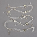 1,5 Meter Tischband Weihnachten mit Perlen und Sternen in Creme/Gold