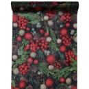 5 Meter Vlies Tischläufer Weihnachten, Beeren und Zapfen, 30 cm