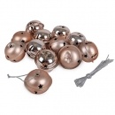 12 Weihnachtsglöckchen, Christbaumschmuck in Altrosa matt/glänzend, 40 mm