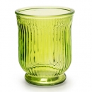 Glas Windlicht, Vase mit Streifen in Grün, 13,5 cm