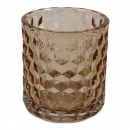 Glas Windlicht Karat in Taupe, 90 mm