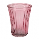 Glas Windlicht, Vase mit Streifen in Rosa, 12,5 cm