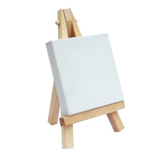 Staffelei aus Holz mit Leinwand zum Beschriften als...