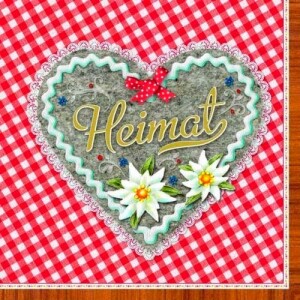 20er Pack Servietten Heimat Herz in Rot, 33 x 33 cm.