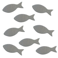 15 Holz Streuteile Fische in Hellgrau. gallery