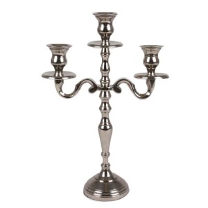 Kerzenständer dreiarmig silber verchromt, 31 cm