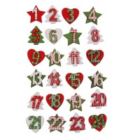 24 Klebezahlen Adventskalender in Rot/Gr gallery