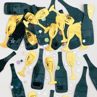 Konfetti Sektgl&auml;ser, Sektflaschen und Sternchen