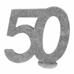 Jubiläumszahl 50 in Silber glitzernd zum Aufstellen,...