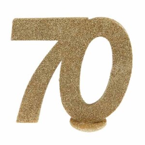 Jubiläumszahl 70 in Gold glitzernd zum Aufstellen,...