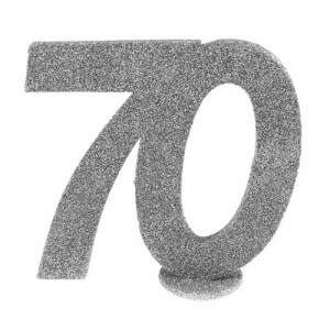 Jubiläumszahl 70 in Silber glitzernd zum Aufstellen,...