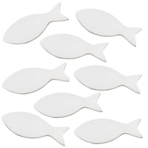 15 Holz Streuteile Fische in Weiß.