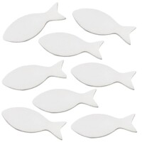 15 Holz Streuteile Fische in Wei&szlig;.