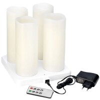 4er Set Duni LED Stumpenkerzen mit Ladestation, Außenb