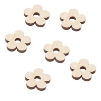 12 kleine Holz Blumen natur, ausgestanzt gallery