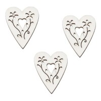 6 Holz Ornament Hochzeit Herzen in Wei&s gallery