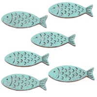 6 Holz Streuteile Glitzer Fische in T&uu gallery