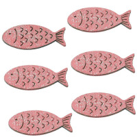 6 Holz Streuteile Glitzer Fische in Altr gallery