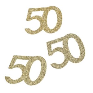 10 Streuteile Jubiläumszahl 50 in Gold glitzernd, 50...
