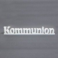 Holz Aufsteller Schriftzug Kommunion in Wei&szlig;,...