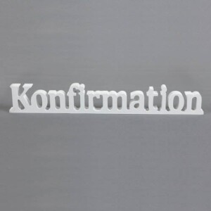Holz Aufsteller Schriftzug Konfirmation in Weiß, 40...