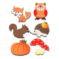 6 Holz Streuteile Herbst Tiere, Kür gallery