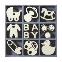45 Holz Streuteile Taufe, Baby Mix, natu gallery