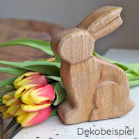 Dekobeispiel Hasen Skulptur aus Mangohol gallery