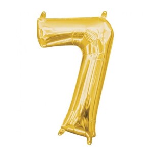 Folien Zahlenluftballon 7 in Gold, ohne Helium verwendbar...